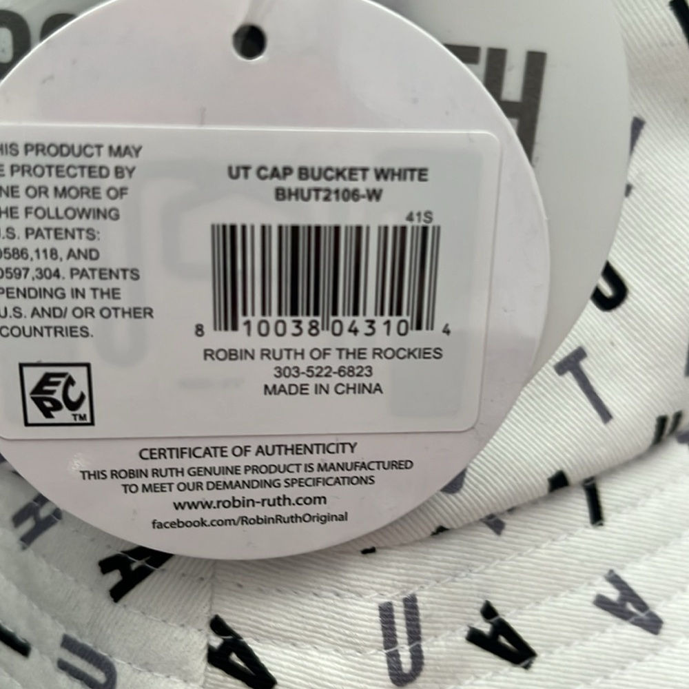 Robin Ruth Utah White Alphabet Print Bucket Hat crunch roll hat. - Picture 6 of 9